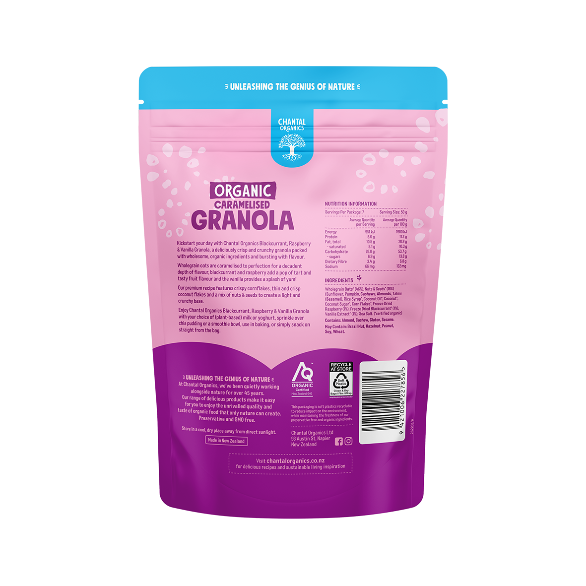 Chantal Organics - Blackcurrant, Raspberry & Vanilla Granola 350g