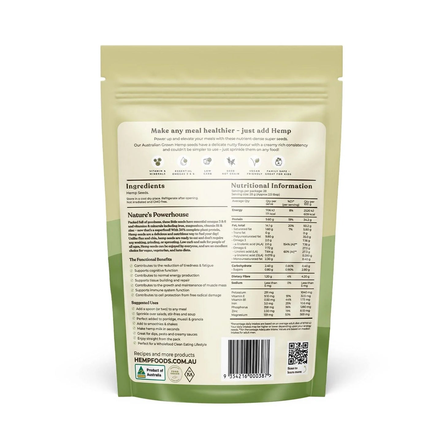 Hemp Foods Australia - Hemp Seeds Australian 800g