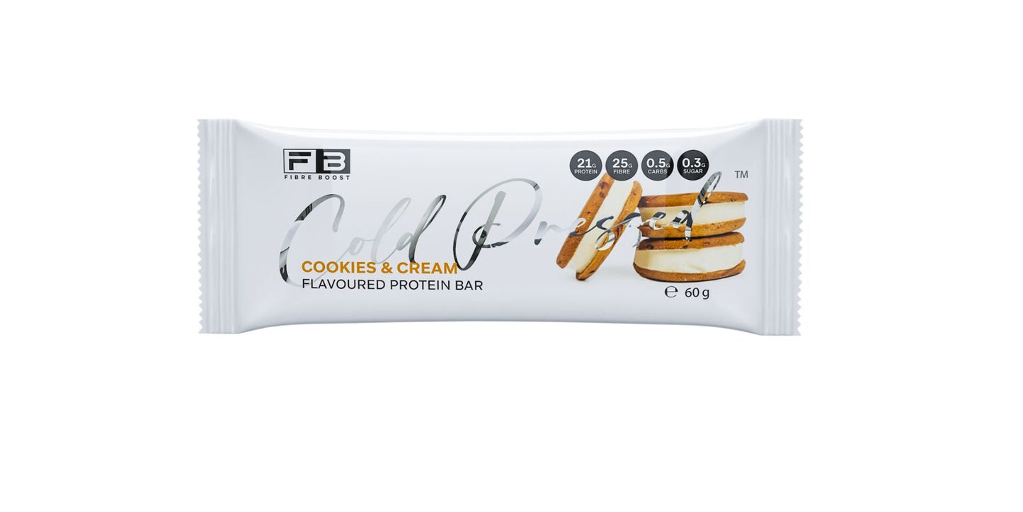 Fibre-Boost - Cold Pressed Protein Bar - Cookies & Cream 60g