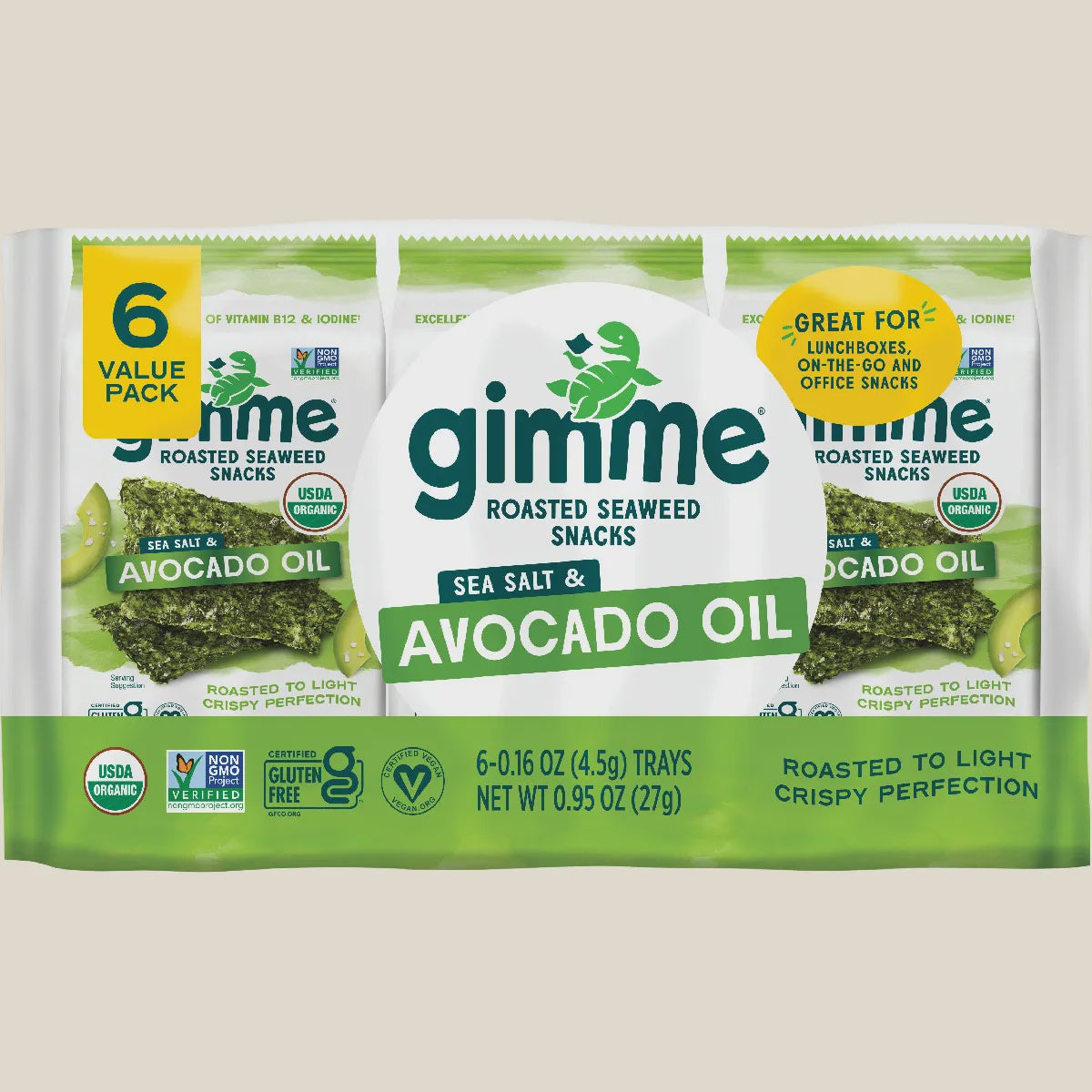 Gimme - Roasted Seaweed Snacks Sea Salt & Avocado Oil 6 x4.5g