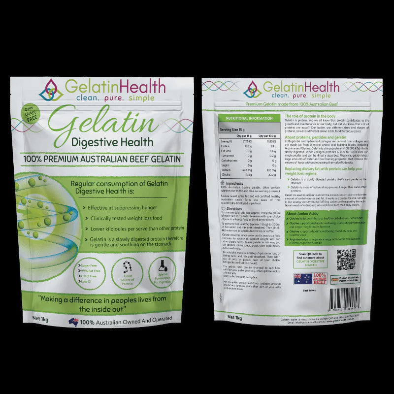 Gelatin Health - Digestive Health 100 % Premium Beef Gelatin 500g