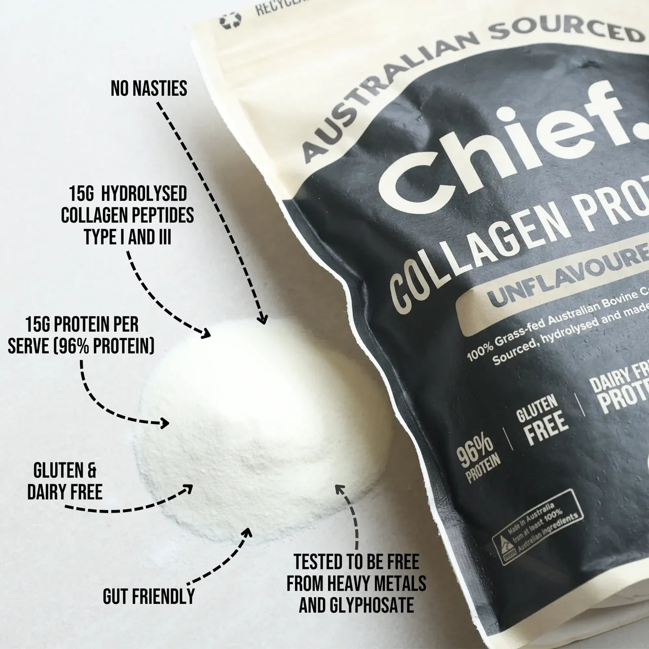 Chief - Collagen Protein Powder Unflavoured 450g - Glenelg Health & Wholefoods