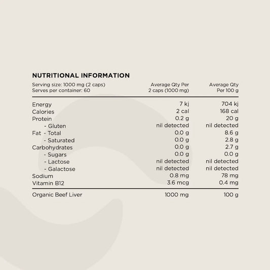 Switch - Organic Grass Fed Beef Liver 120 Capsules