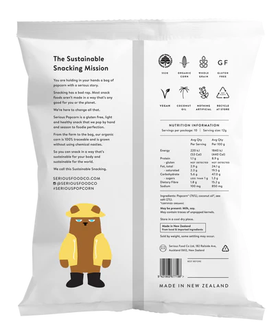 Serious Food Co - Serious Organic Popcorn 10 Snack Packs