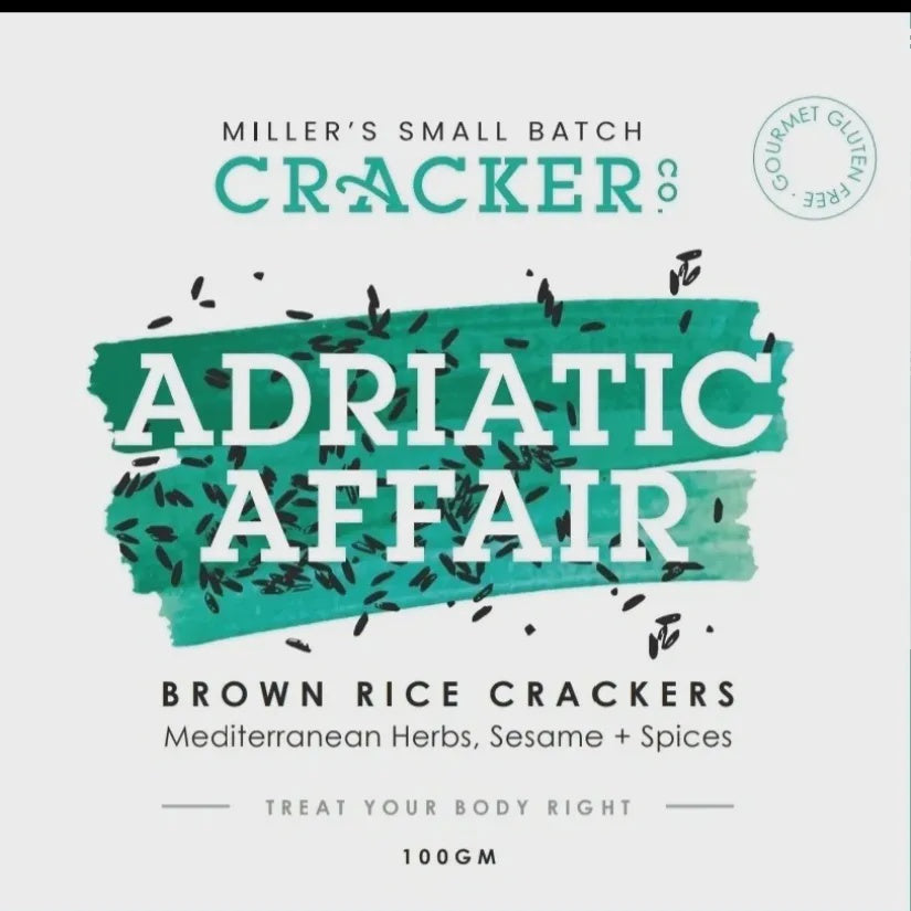 Miller's Small Batch Cracker Co - G/F Brown Rice Cracker - Adriatic Affair - Mediterranean Herbs 100g