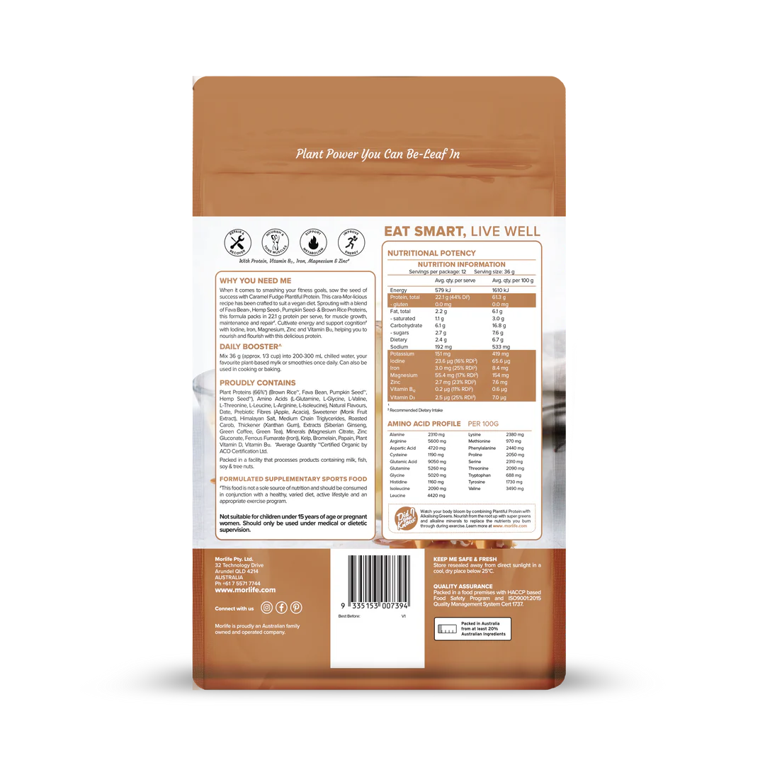 Morlife - Plantiful Protein Caramel Fudge 440g