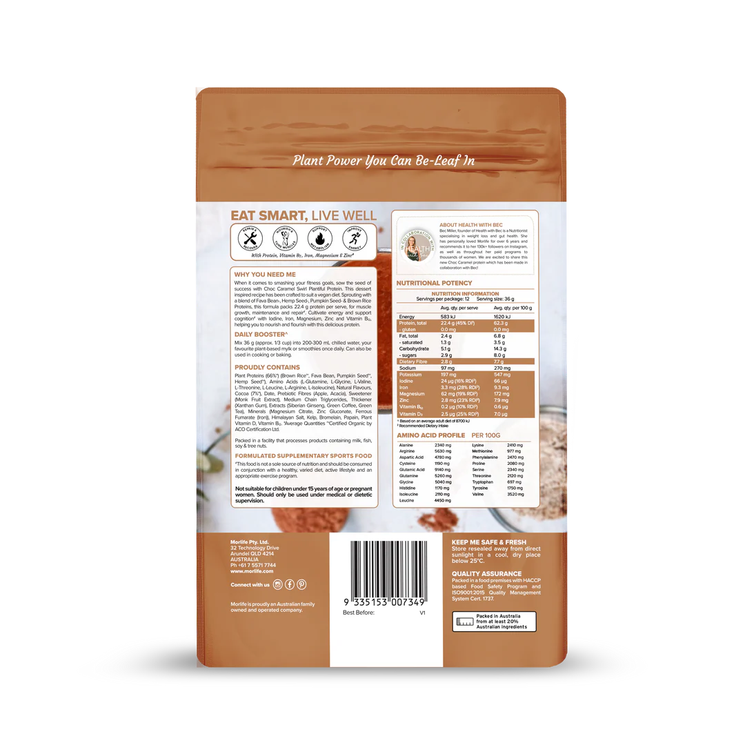 Morlife - Plantiful Protein Chocolate Caramel Swirl 440g