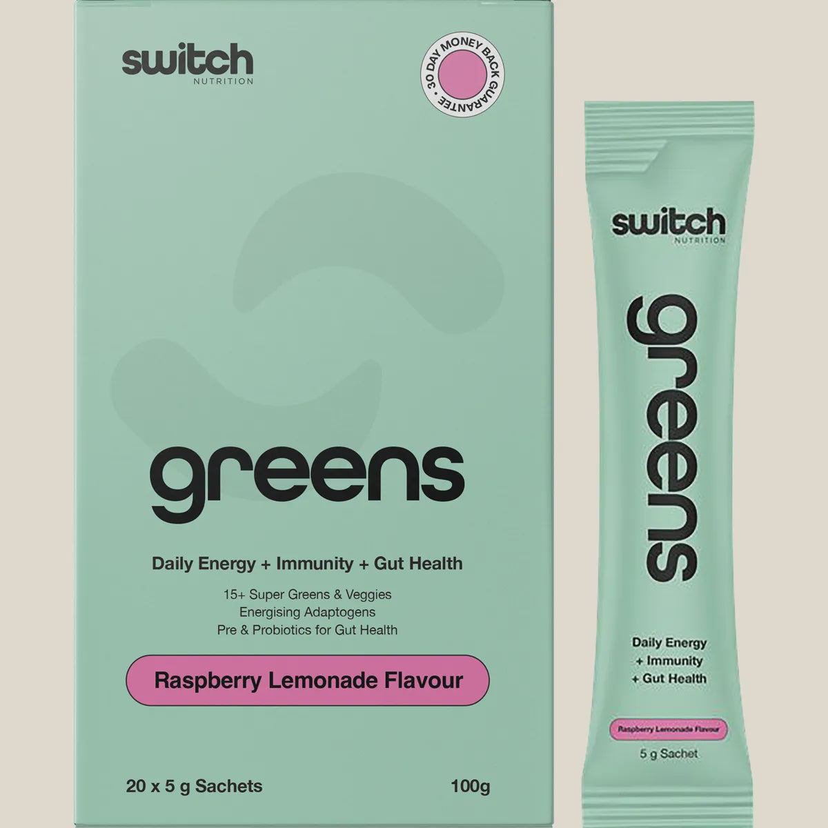 Switch Nutrition - Greens Sachets Raspberry Lemonade 20x5g