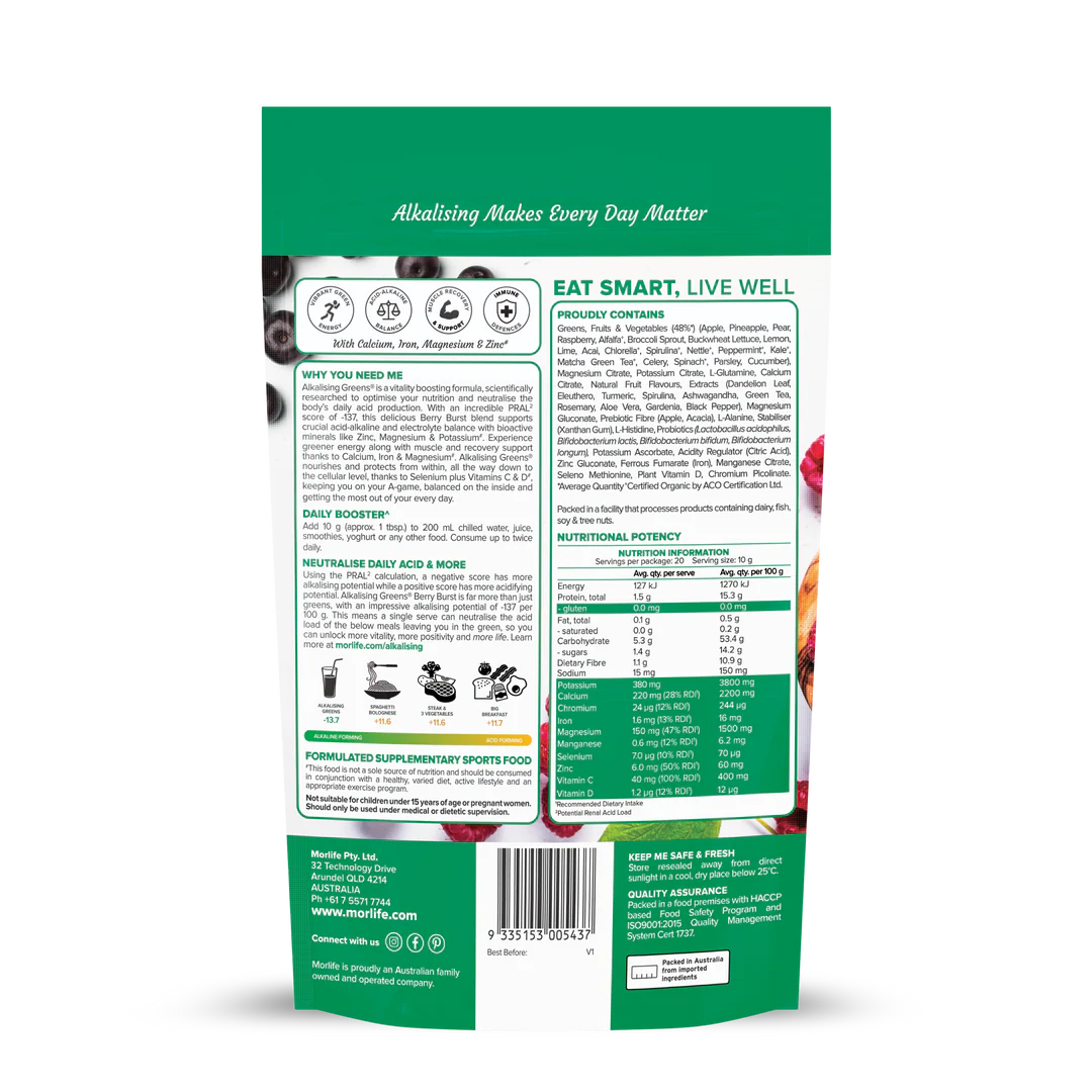 Morlife - Alkalising Greens Berry Burst 200g