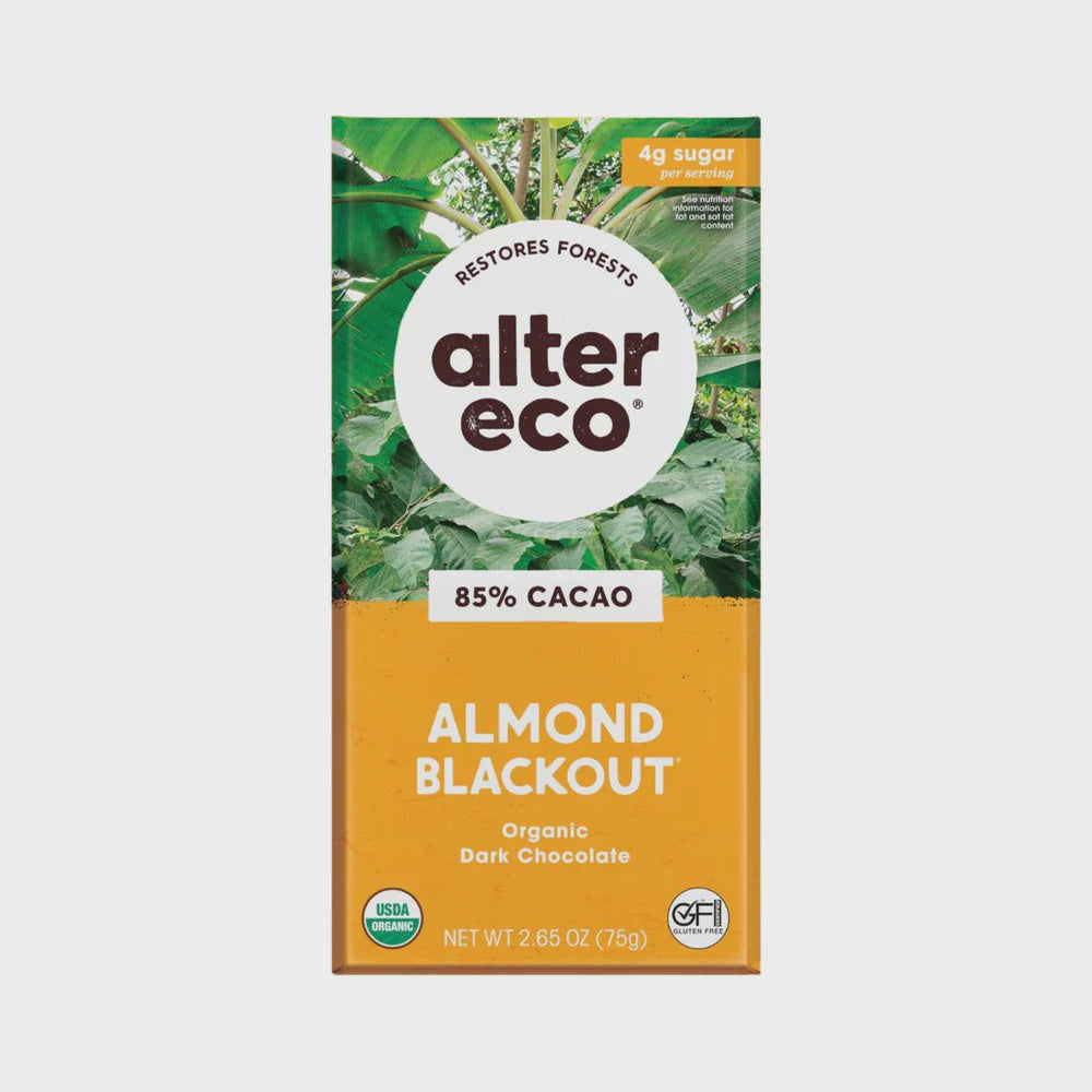 Alter Eco - Organic Dark Chocolate - Almond Blackout  75g