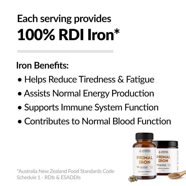 Ancestral Nutrition - Primal Iron Grass Fed Beef Spleen - Glenelg Health & Wholefoods