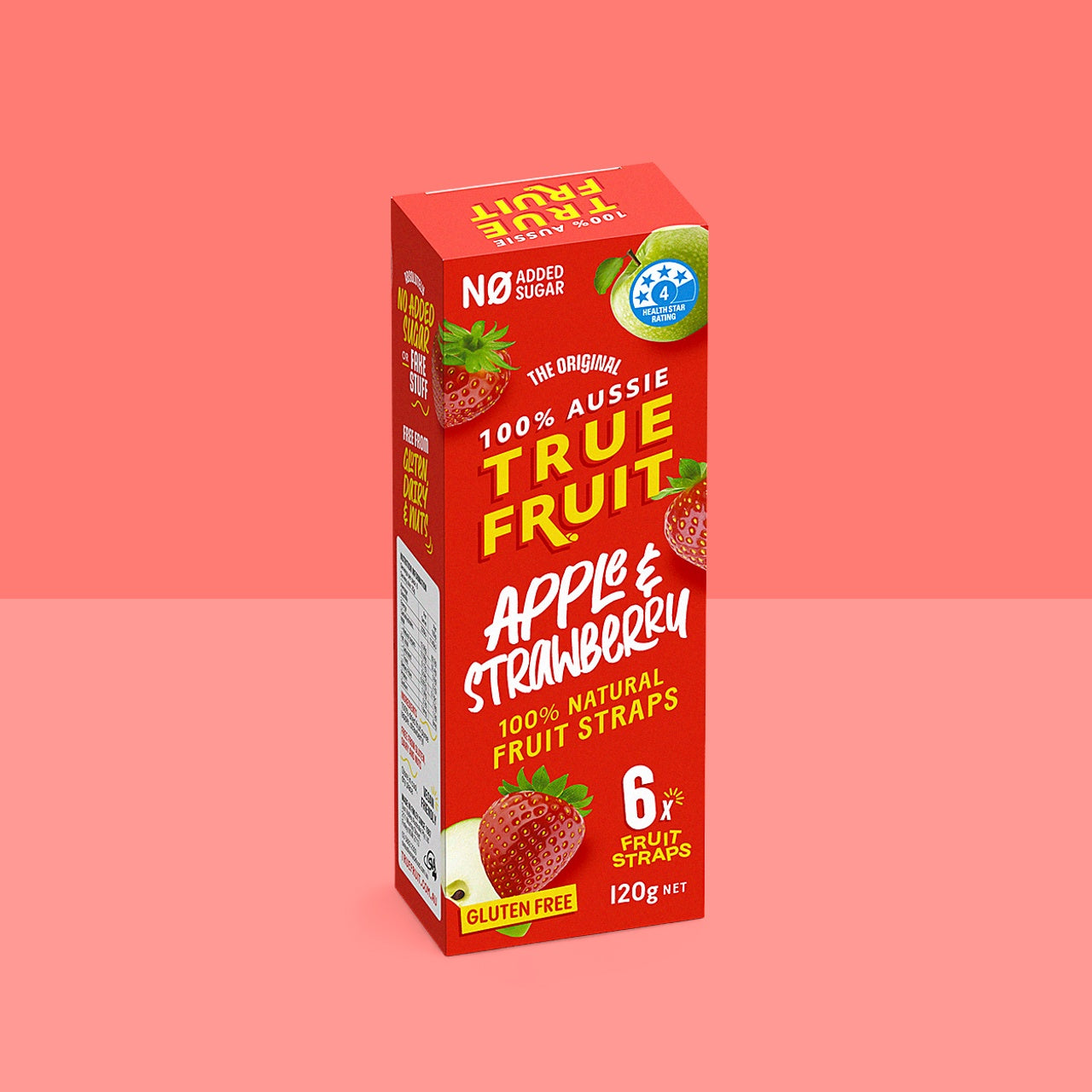 True Fruit - Apple and Strawberry Fruit Straps x 6  - 120g