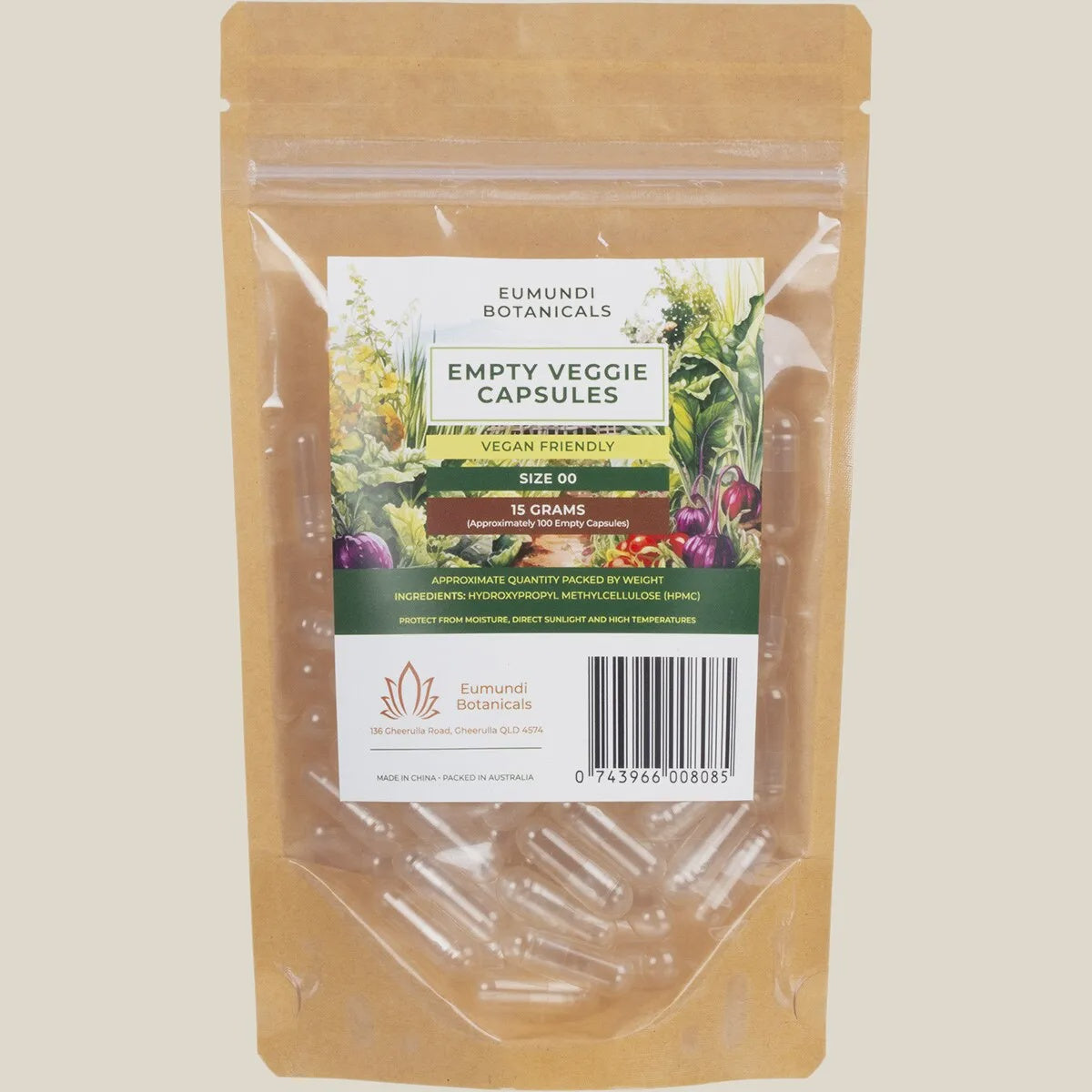 Eumundi Botancials - Empty Veggie Caps Size 00 100 Capsules