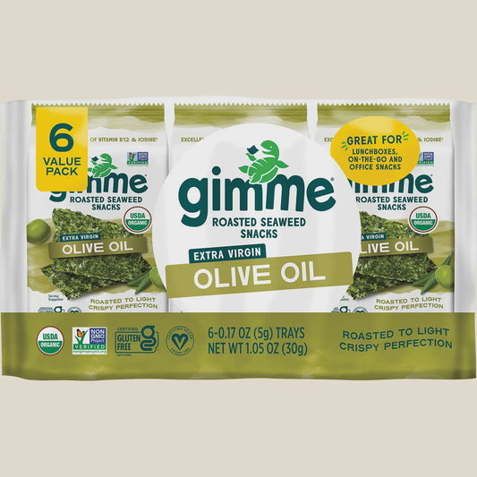 Gimme Roasted Seaweed Snacks Olive Oil 6 x 5g