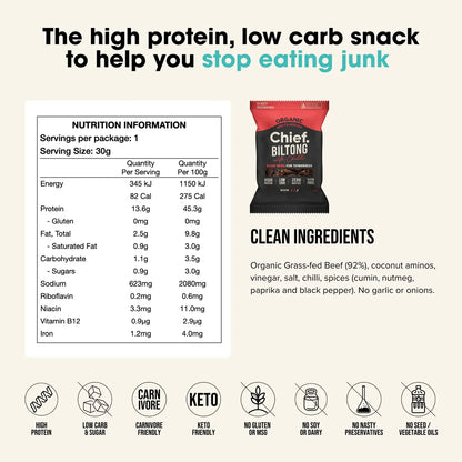 Chief - Beef Biltong 30g - Glenelg Health & Wholefoods