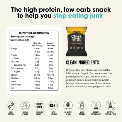 Chief - Beef Biltong 30g - Glenelg Health & Wholefoods