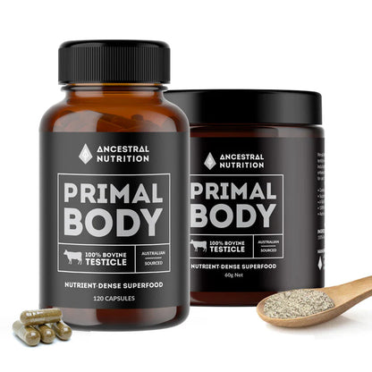Ancestral Nutrition - Primal Body Grass Fed Bovine Testicle - Glenelg Health & Wholefoods