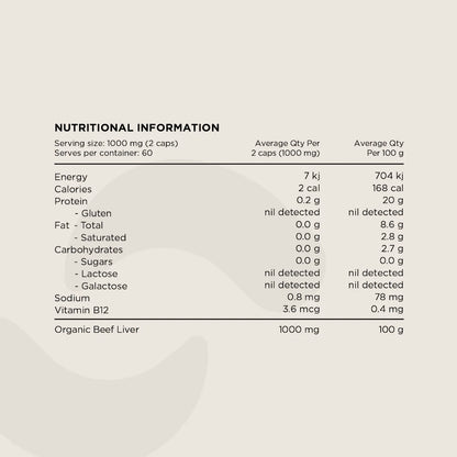 Switch - Organic Grass Fed Beef Liver 120 Capsules