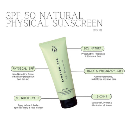 Avocado Zinc - SPF 50 Natural Physical Sunscreen - Glenelg Health & Wholefoods