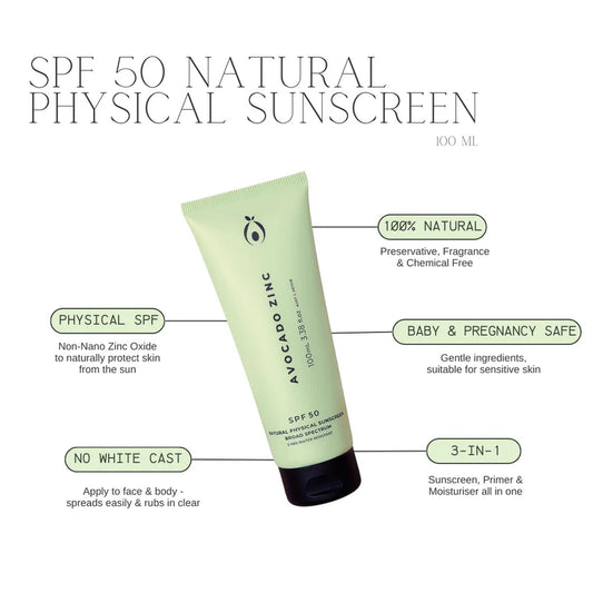 Avocado Zinc - SPF 50 Natural Physical Sunscreen - Glenelg Health & Wholefoods