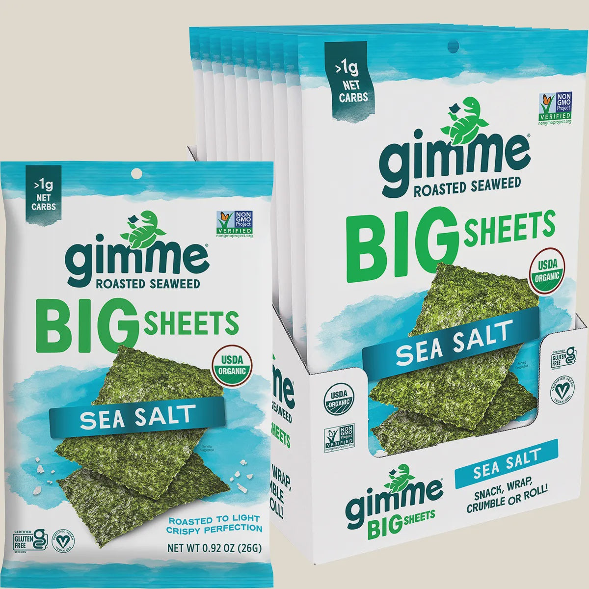 Gimme - Roasted Seaweed Big Sheets Sea Salt & Avocado Oil 26g