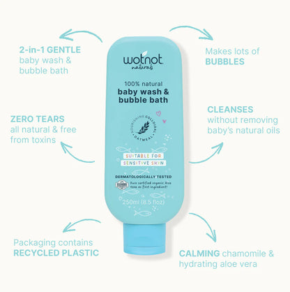 Wotnot - 100% Natural Baby Wash & Bubble Bath 250ml
