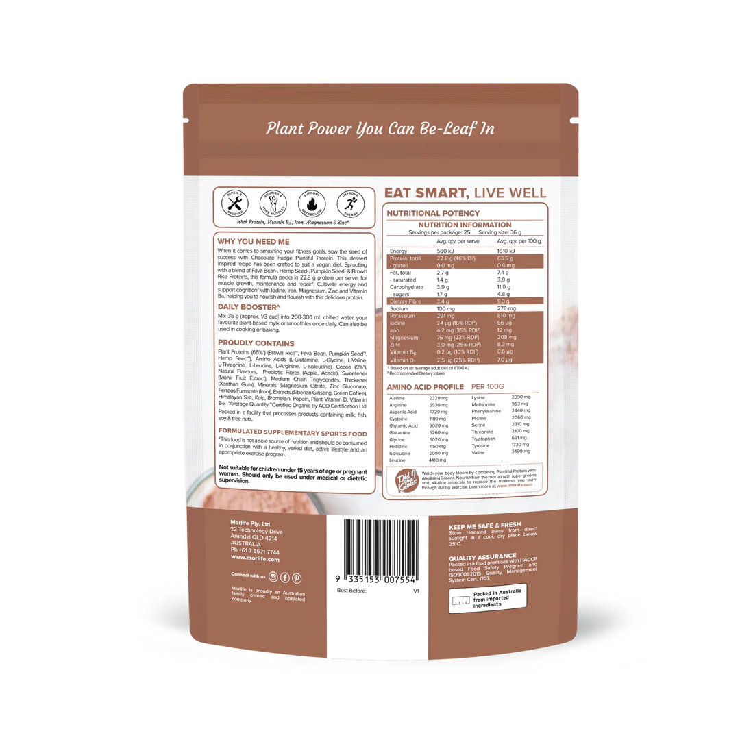 Morlife - Plantiful Protein Chocolate Fudge 440g