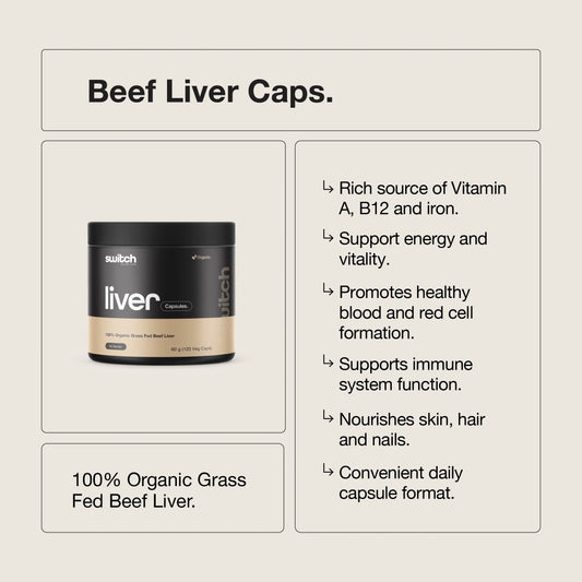 Switch - Organic Grass Fed Beef Liver 120 Capsules